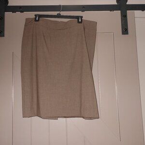 Women Calvin Klein Brown Lined Skirt, Back Zip, Size 16, Knee Length